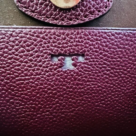 TORY BURCH McGraw Burgundy Leather High Frequency Small Bucket Crossbody Bag - Picture 9 of 11